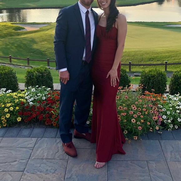 La Femme Shiny Jersey Trumpet Gown - Picture 6 of 6